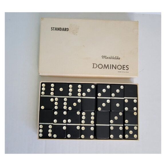 Vintage 1960's Marblelike Domino Set - Picture 2 of 4